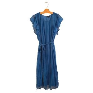 Current Air Anthropologie Blue Pleated A-Line Midi Dress Small Whimsigoth